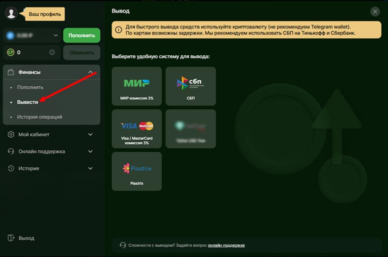 Вывод средств